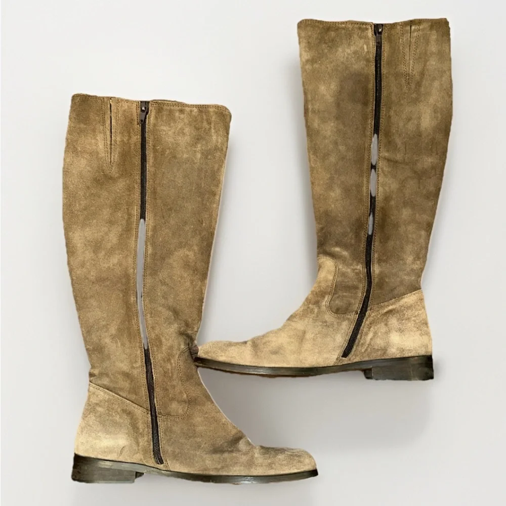 Sesto Meucci Women's Tall Riding Boots Brown Suede Made In Italy Size 8.5 Knee